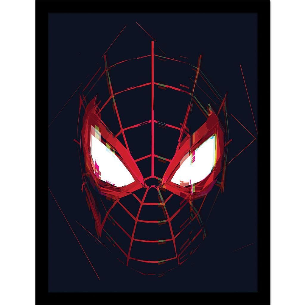 Spider-Man Men's Black/Red/White Close Up Miles Morales Framed Poster (45Cm X 35Cm X 1.7Cm) ()