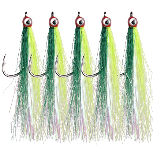 Clouser Minnow Fishing Flies Streamer Fly Fishing Lure Saltwater Striped Bass Flies Fishing Bucktail Teaser Hook Lures for Flounder Saltwater Freshwater Fishing