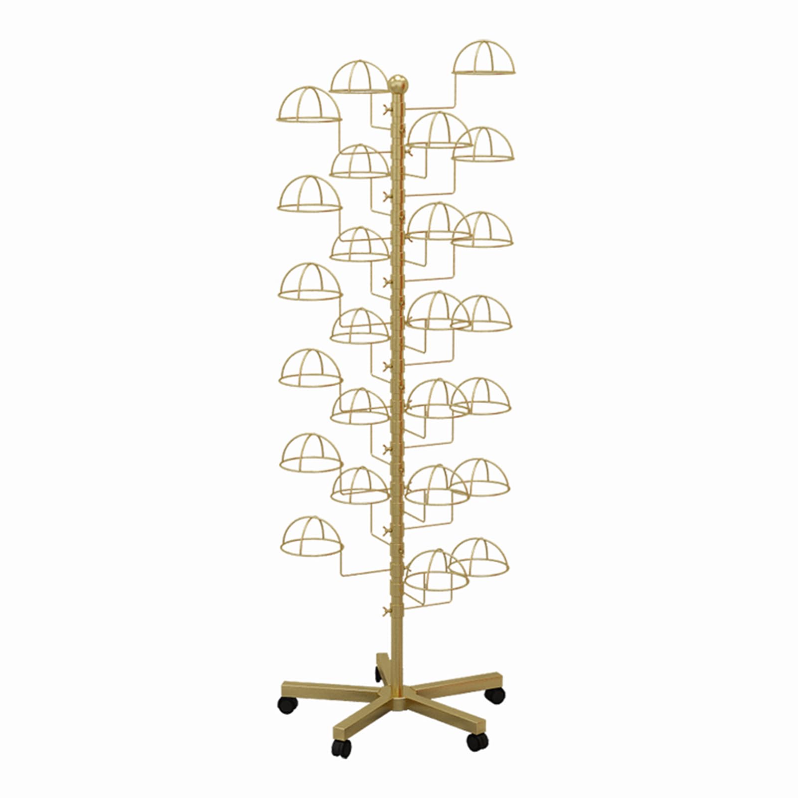 Perchero para Sombreros, Expositor Independiente para Sombreros, Expositor Giratorio para Sombreros, Organizador de Perchas de Metal para Sombreros, Altura Ajustable para almacenar Sombreros