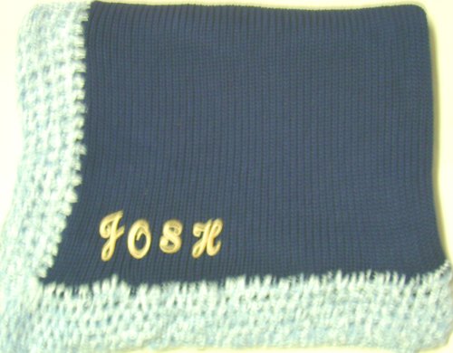 Punto tejer a mano máquina azul marino algodón felpilla de mano acabado de ganchillo con luz azul Rayón Infant Boys grande Manta Tamaño 32 Por 45