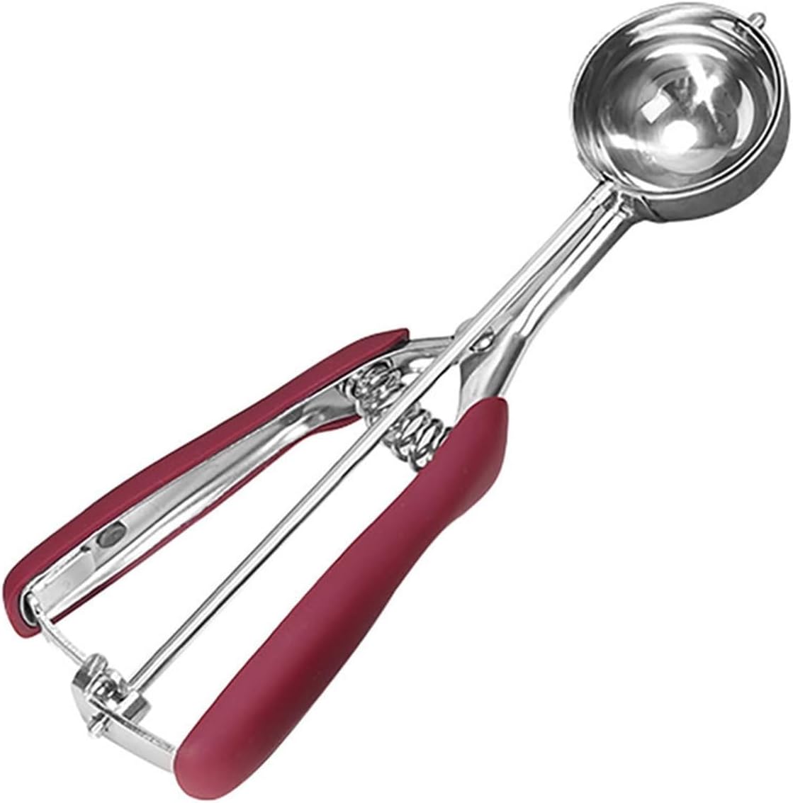 Compatible For Ice Cream Scoop Stainless Steel Cookie Dough Spoon Fruit Potato Watermelon Digging Ball Spring Handle(Wine Red,4cm)