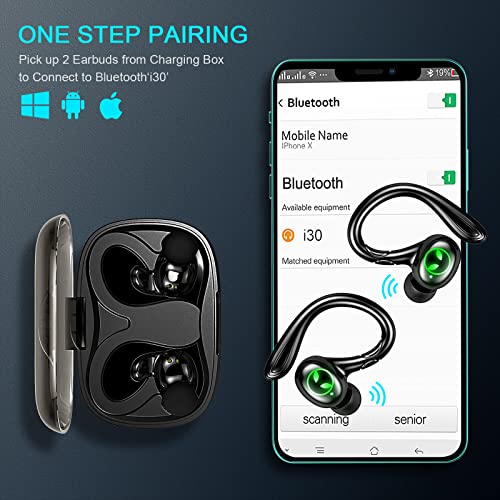 Auriculares-Inalambricos-Deportivos-Auriculares-Bluetooth-51-Deporte-con-Estereo-Mic-IP7-Impermeable-Cascos-Inalambricos-Sport-con-Gancho-In-Ear-Auriculares-Reproduccion-de-40-Horas-USB-C-Negro