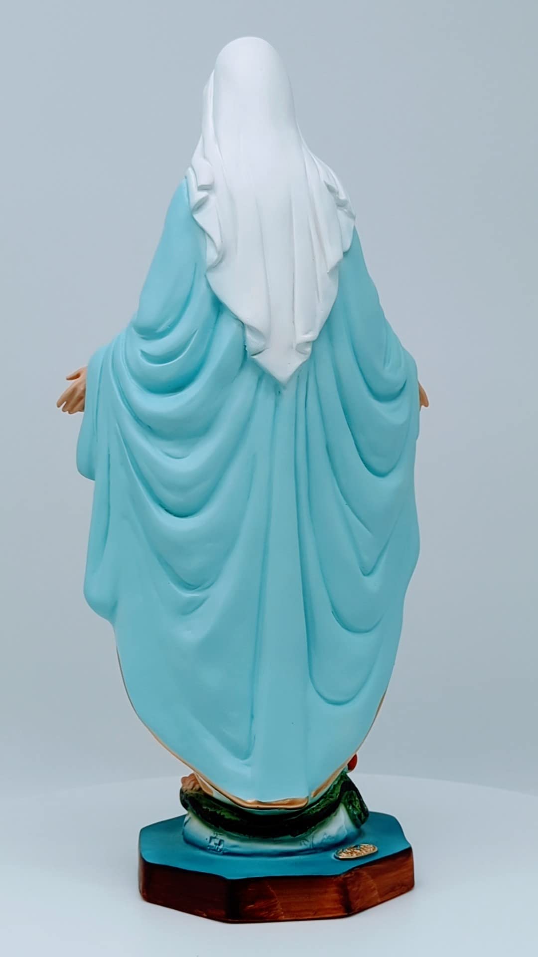 OVUNQUE PROTEGGIMI Cudowna lub Niepokalana figurka Matki Bożej z żywicy, 40 cm, do wewnątrz i na zewnątrz, figurka Madonniny wykonana i malowana we Włoszech