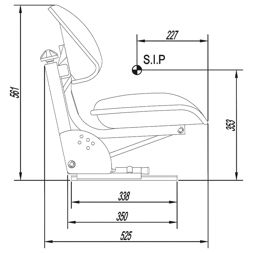 schlepper Asiento Tractor Asiento KS 44/1 V PVC Negro neigungsverstellbar