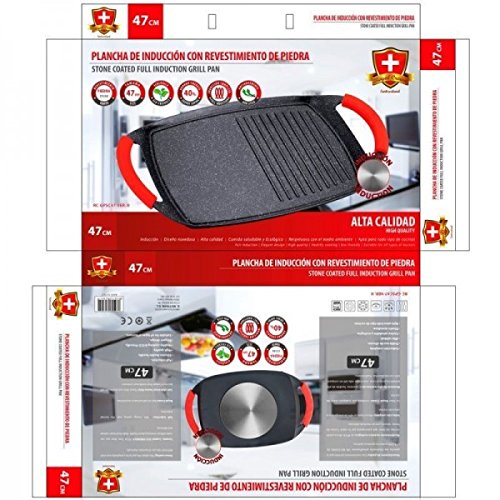 PLANCHA GRILL DE INDUCCION 47CM CON REVESTIMIENTO DE PIEDRA