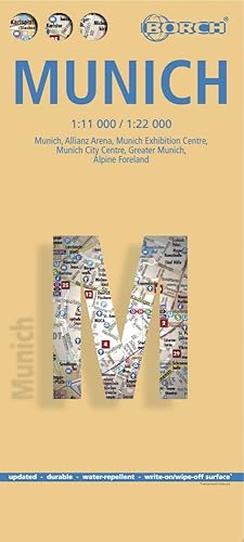 Múnich, plano callejero plastificado. Escala 1:11.000 / 1:22.000. Borch.: Einzelkarten: München City 1:11 000, München 1:22 000, Messe München 1:22 ... 1:850 000, Nahverkehrskarte MVV (Borch Map)