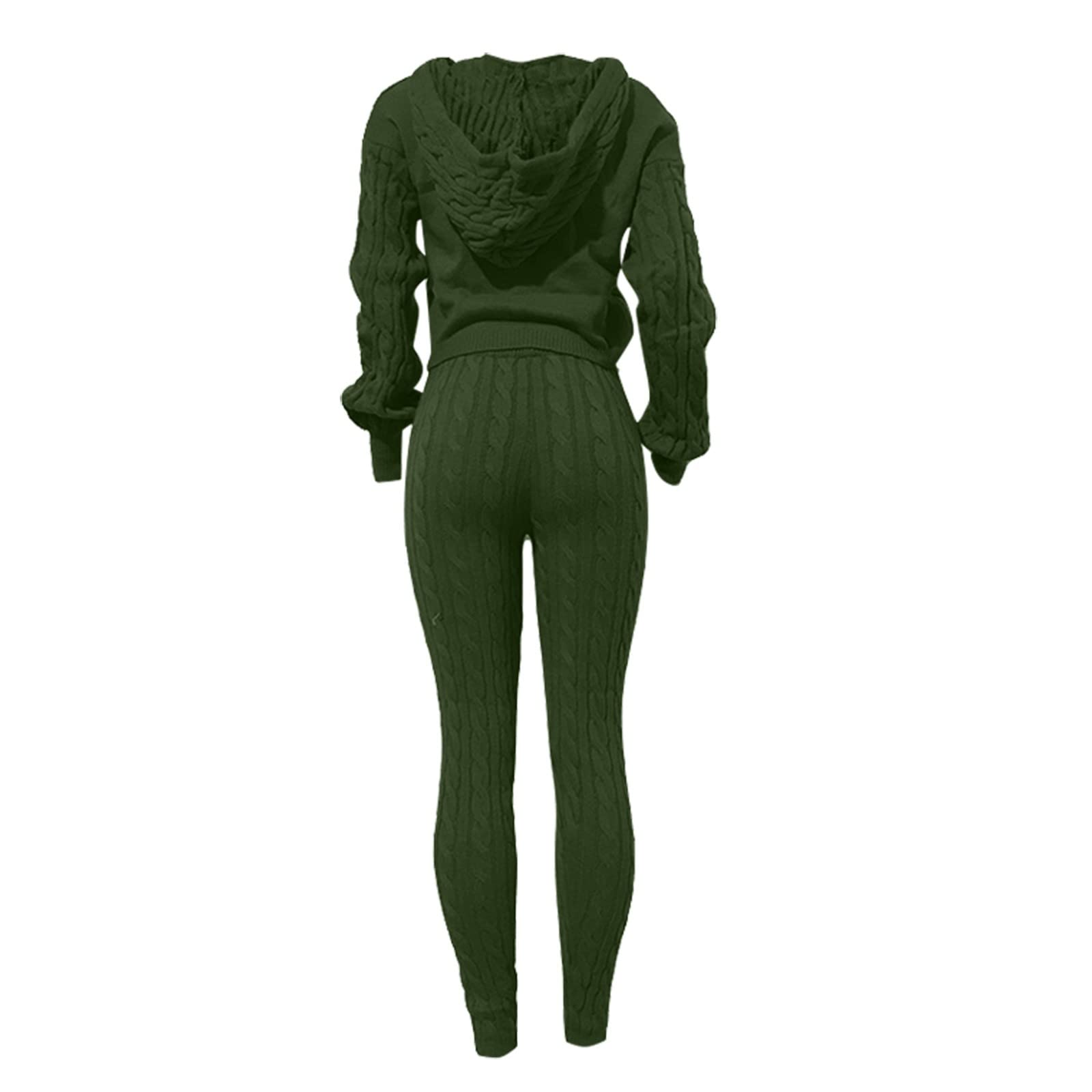 FGUUTYM Maglione casual da donna, per autunno e inverno, set di maglioni e pantaloni, alla moda, tinta unita, con cappuccio, casual, in due pezzi, da donna, elegante e festivo