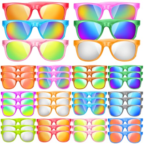 Uzoxlsn 36 Pack & 48 Pack Kids Sunglasses Bulk, Multi-Colors Neon Sunglasses for Birthday Party Favors, Graduation Gift, Summer Pool Toys, Goody Bag Filler, Kids Beach Party Supplies, School Rewards2