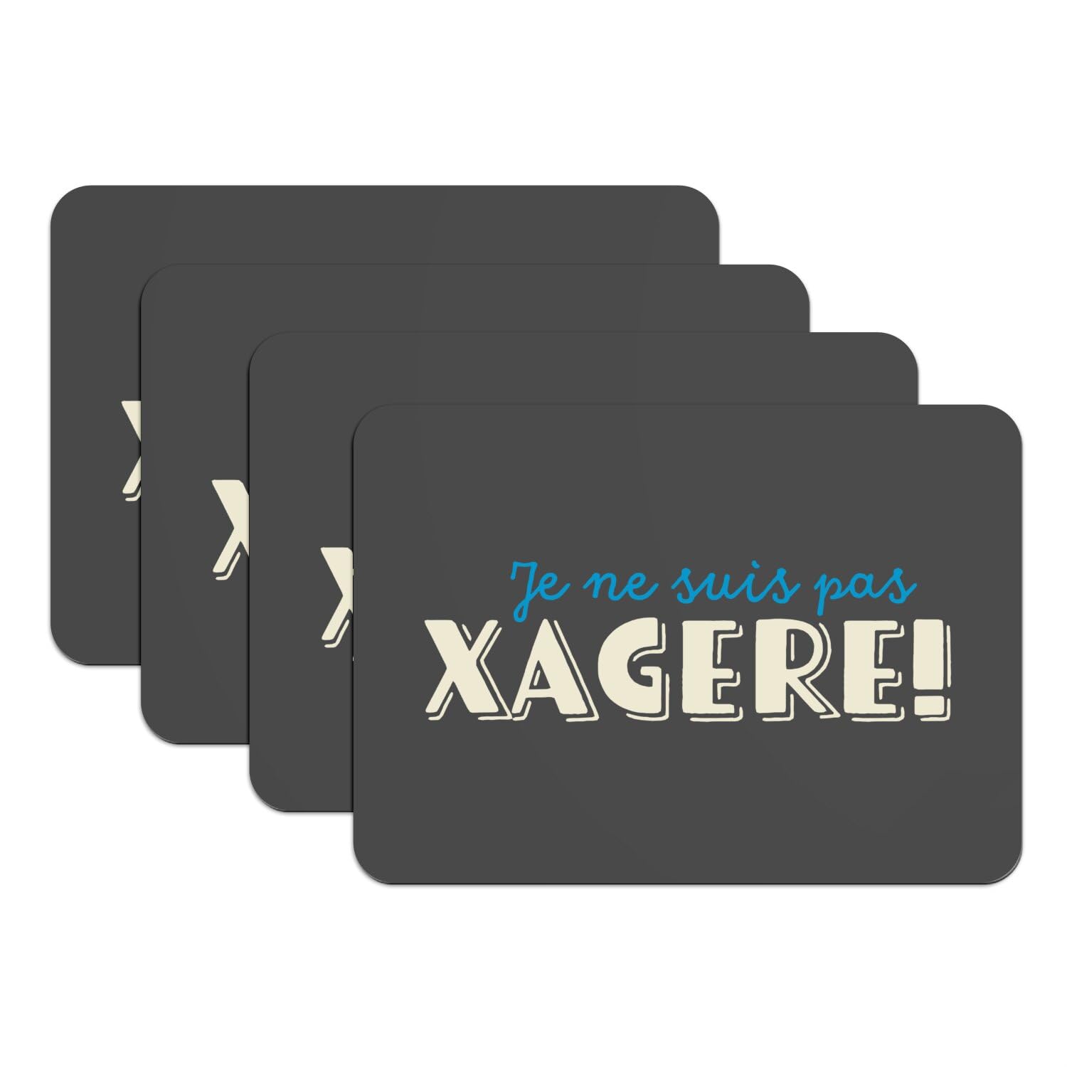 Set de table caoutchouc noir je ne suis pas xagère enfant 39,5x28,5 cm