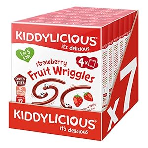 Kiddylicious Strawberry Wriggles – Delicious Real Fruit Treat for Kids – Suitable for 12+ Months – 7 Packs of 4 (28…