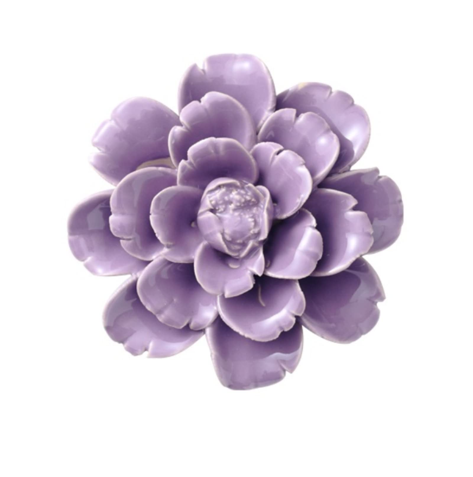 KJOLWHCQ Elegant Ceramic Flower Wall Decor Artificial Sculpture Purple Peony Rose Hibiscus Flower 3D Wall Hanging Arts Home Living Dining Room Decor(4.7 inch(12cm))