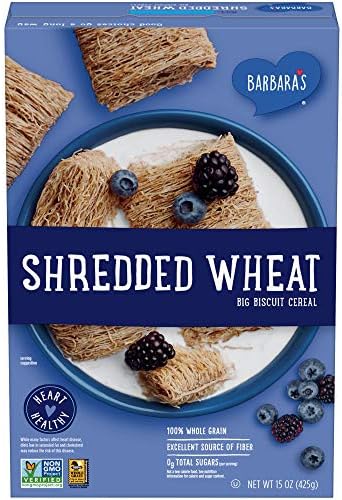 BARBARA'S Shredded Wheat Cereal, Heart Healthy, Non-GMO, 100% Whole Grain, 15 Oz Box (Pack of 12)