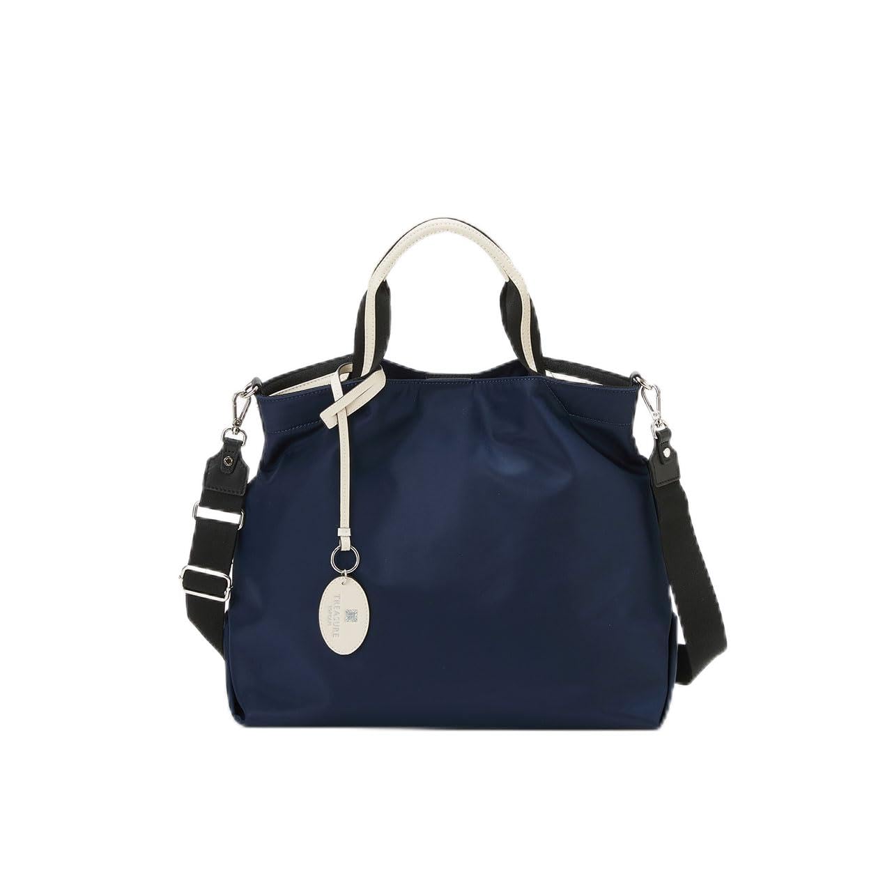 【TREASURE TOPKAPI】ストライプハンドル ナイロン 2way トートバッグ A4対応(ネイビー)