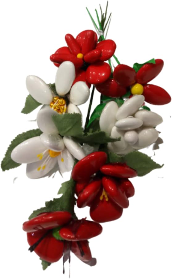 Bouquet rouge et blanc Lg 33 cm dragées chocolat | Idée cadeau | Confiserie & Chocolat | France