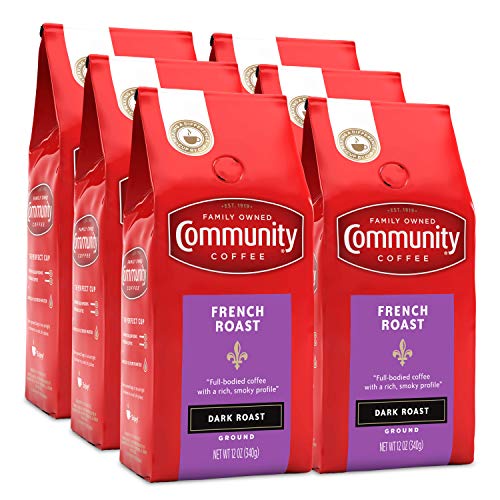 Image of Community Coffee French Roast, 72 Ounces Ground Coffee, Extra Dark Roast, 12 Ounce Bag (Pack of 6)