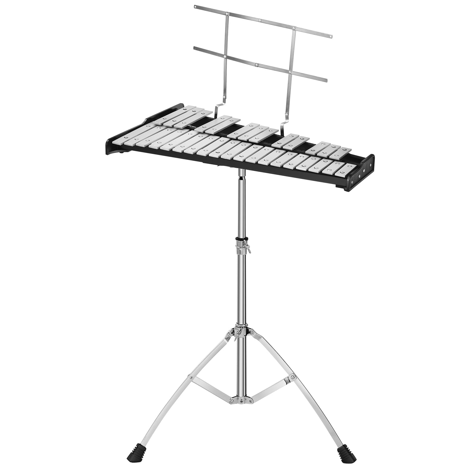 GOPLUS 32 Noten Glockenspiel Xylophon Set, professionelles Glockenspiel mit höhenverstellbarem Ständer, Schlagzeug-Übungspad, Schlägel & Tragetasche, Percussion Set mit Notenständer für Erwachsene