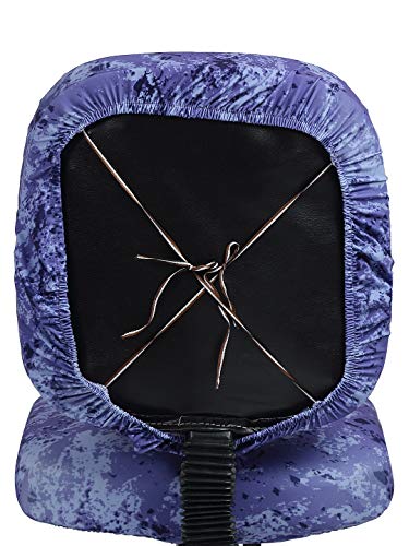 Image of Cortina Office Chair Slip Covers | Stretchable Polyester Elastic Spandex Fabric | Corporate Rotating Chair Cover | Removable Chair Case | Machine Wash | Marble Print - Blue | Chair Cover Set of 2