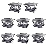 iGlow 8 Pack Black 6 x 6 Solar Post Light SMD LED Deck Cap Square Fence Outdoor Garden Landscape PVC...