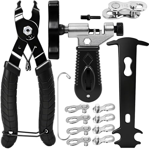 SBGGRL Bike Chain Tool Repair Kit,Bicycle Chain Removal Tools,Chain Breaker Tool &Plier&Checker& 4 Pairs Missing Links for Single 6/7/8/9/10/11 Speed Chain,Biking Gear