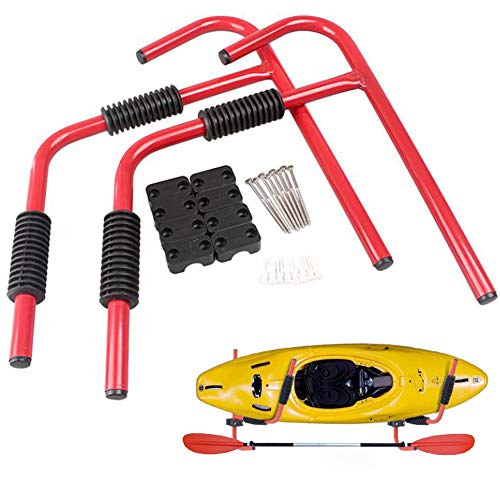 Newsmarts Garage Indoor Wall Mount Kayak Ladder Storage Rack Hanging Snowboard Skiboard Bike Surfboard Canoe Folding Hanger, Heavy Duty Steel, 1 Pair