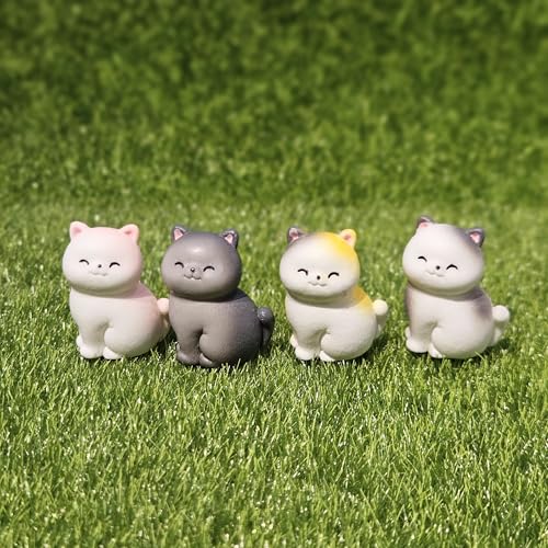 Image of Miniature Cats Set of 8 Resin Figurines for Miniature Garden Decor Dollhouse Accessories Fairy Garden Terrarium Desk Decor Gifting Collectibles