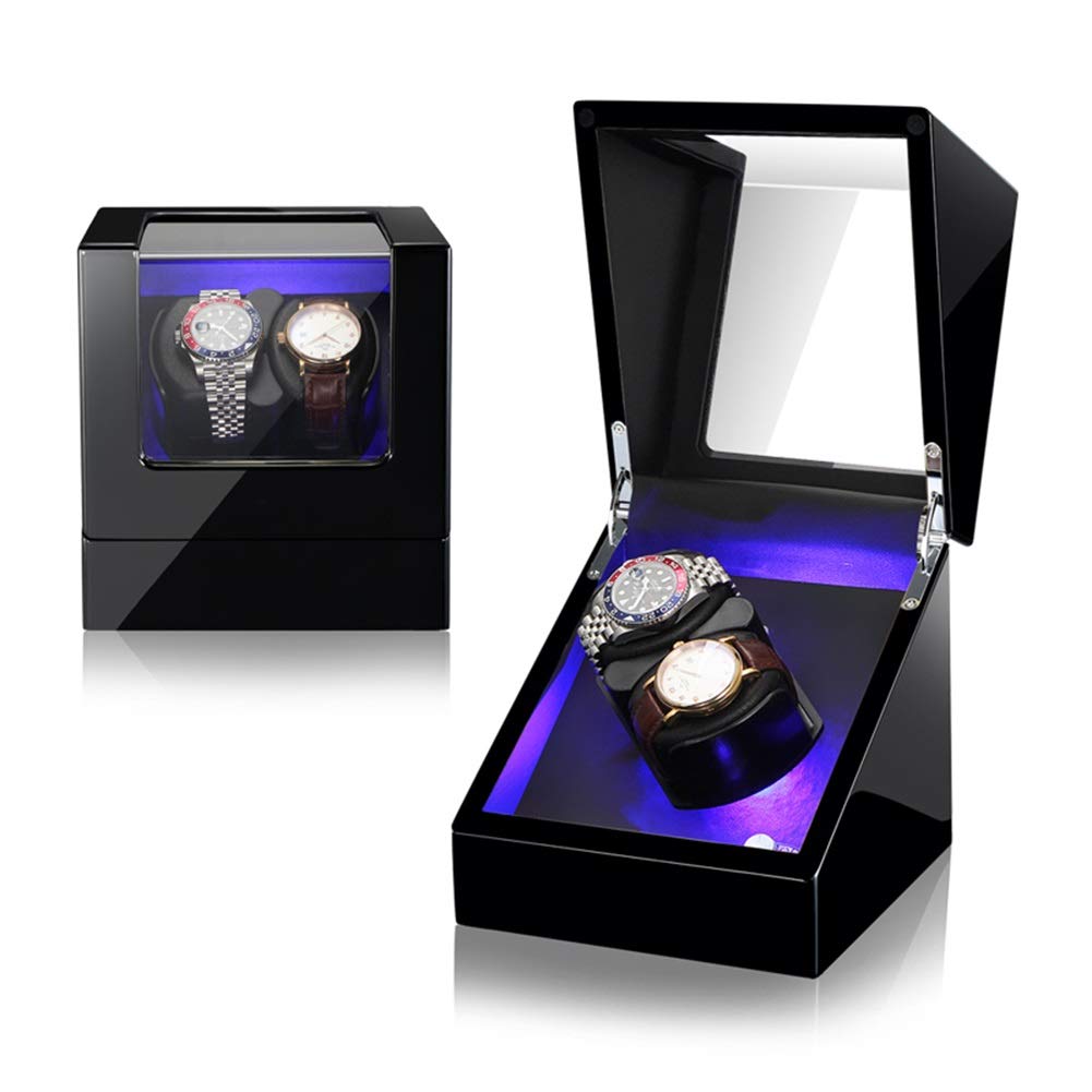 Caja de relojes automática para 2 piezas con pintura brillante y luces