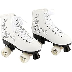 Patines 2 Ruedas Talon FunTomia Retro Quad Patines Disco con 4 Ruedas - en Diferentes tamaños 30–42 (Blanco, 40)