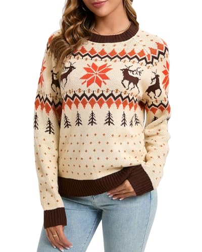 Women Thick Chunky Knit Sweater Trucks Snowflake Cedar Christmas Sweaters Holiday Pullover