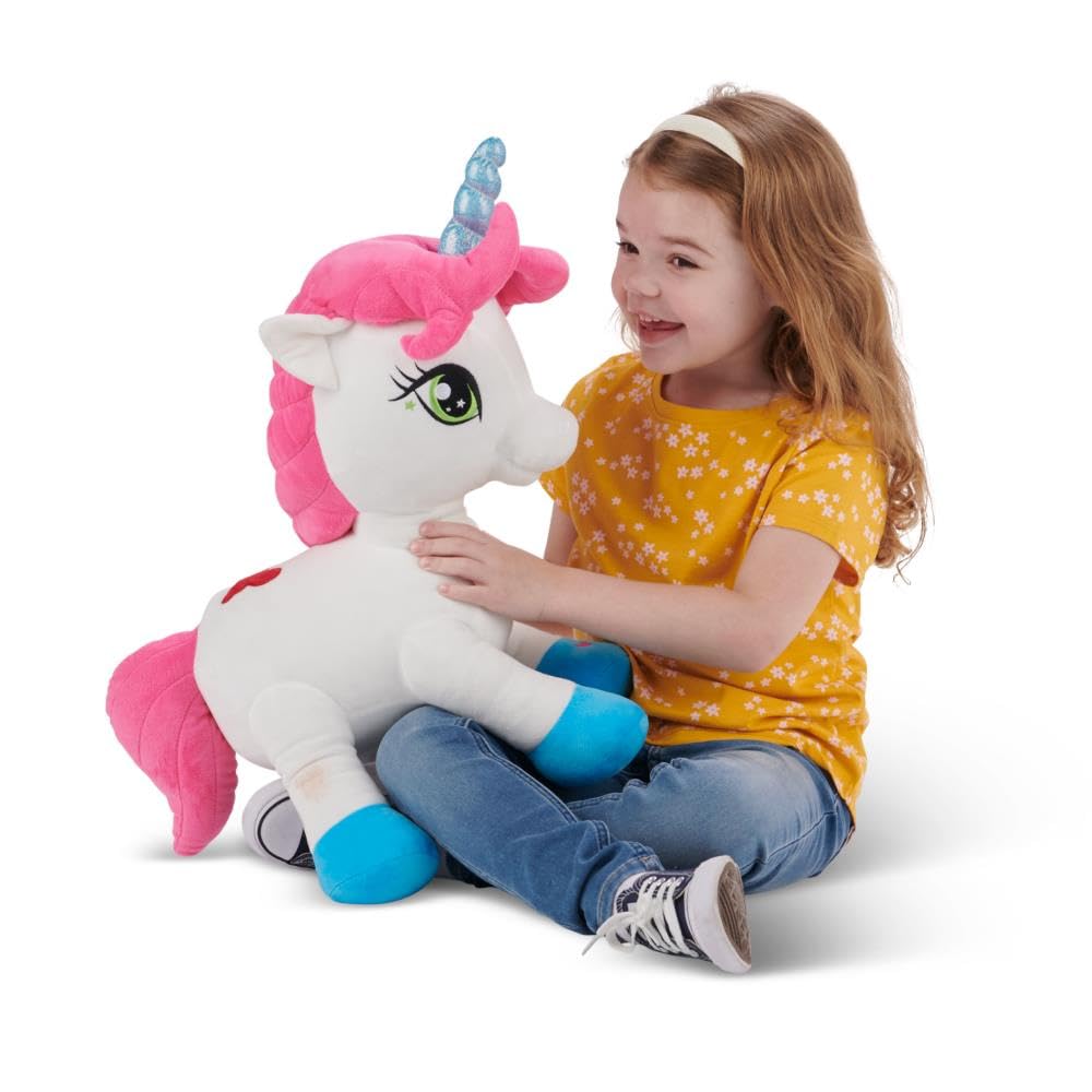 The Large Talk Back Mimicking Unicorn, Cuddly Large 16 inch Plush Toy Unicorn with Sound Effects and Talking Features, Pink Girl Pony Toy for Girls