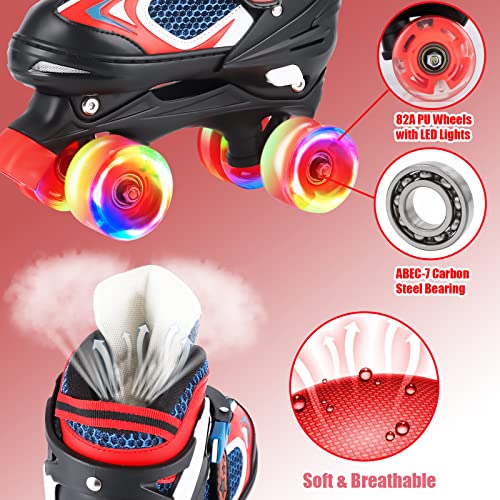 Image of Kids Roller Skates for Girls and Boys, 4 Sizes Adjustable Roller Skates with Light up Wheels, Outdoor & Indoor Roller Skates for Kids Children Beginners,Patines para Ninas Ninos