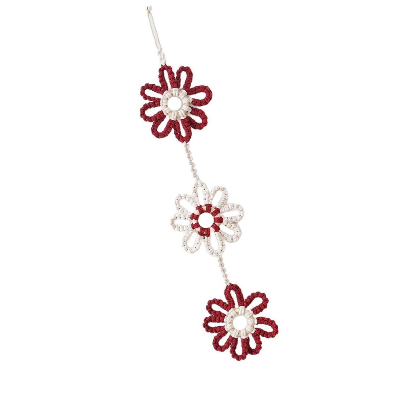 Handwoven Cotton Rope Flower Macrames Wall Hanging Pendants Ornament Decoration for Bedroom Living Space Nursery Weave Wall Art Flower Hanging Ornament