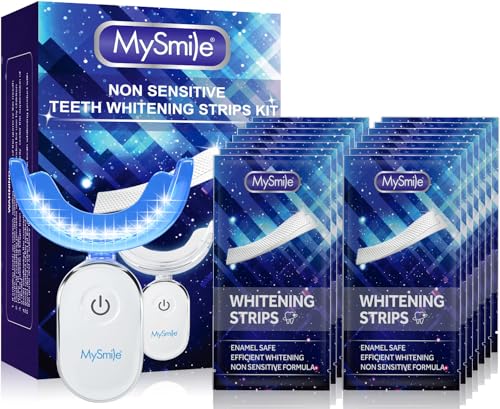 MySmile Teeth Whitening Kit 28 Non-Sensitive Teeth Whitening Strips Deluxe Teeth Whitener Dental Grade Tooth Whitening Strips for Home Travel 10 min Fast Result for Beautiful White Smile
