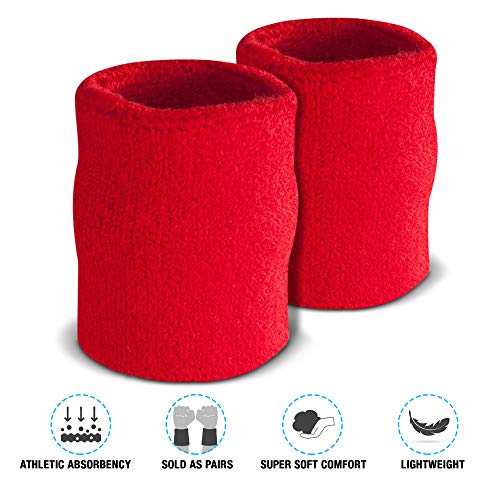 Image of Suddora Arm Sweatbands, Absorbent and Breathable Thick Cotton Bands for Working Out, Gymnastics, Basketball, Tennis, and Football, Multiuse 4-inch Wristbands for Costumes and Cosplay