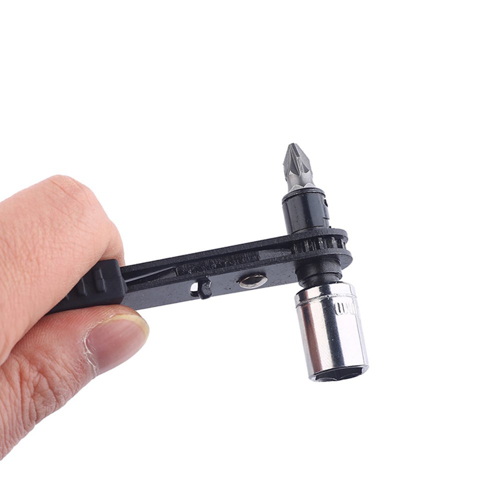 Yardwe Mini Cricchetto Nero Inserti 1/4 in Acciaio e Pvc, Chiave Compatta Rotazione a 360 Gradi per Riparazioni