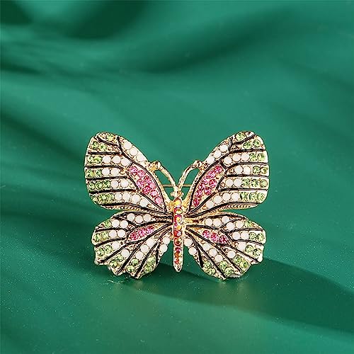 Image of Butterfly Brooch Pins for Women Girls Multicolor Shining Rhinestone Crystal Butterfly Brooch Pin Lapel Safety Pin Corsage Scarf Shawl Clothing Accessories Wedding Party Banquet