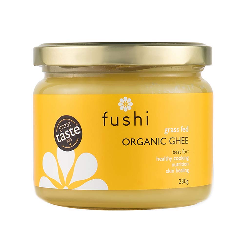 Fushi Organic Ghee 230g – Organic Certified | English Ghee | Vegetarian, Clarified Pure Ayurveda Grass Fed Butter | Ghee Butter from Free Range Grass Fed Cows | Healthy Cooking, NutritionSoil AssociationSoil AssociationSoil Association