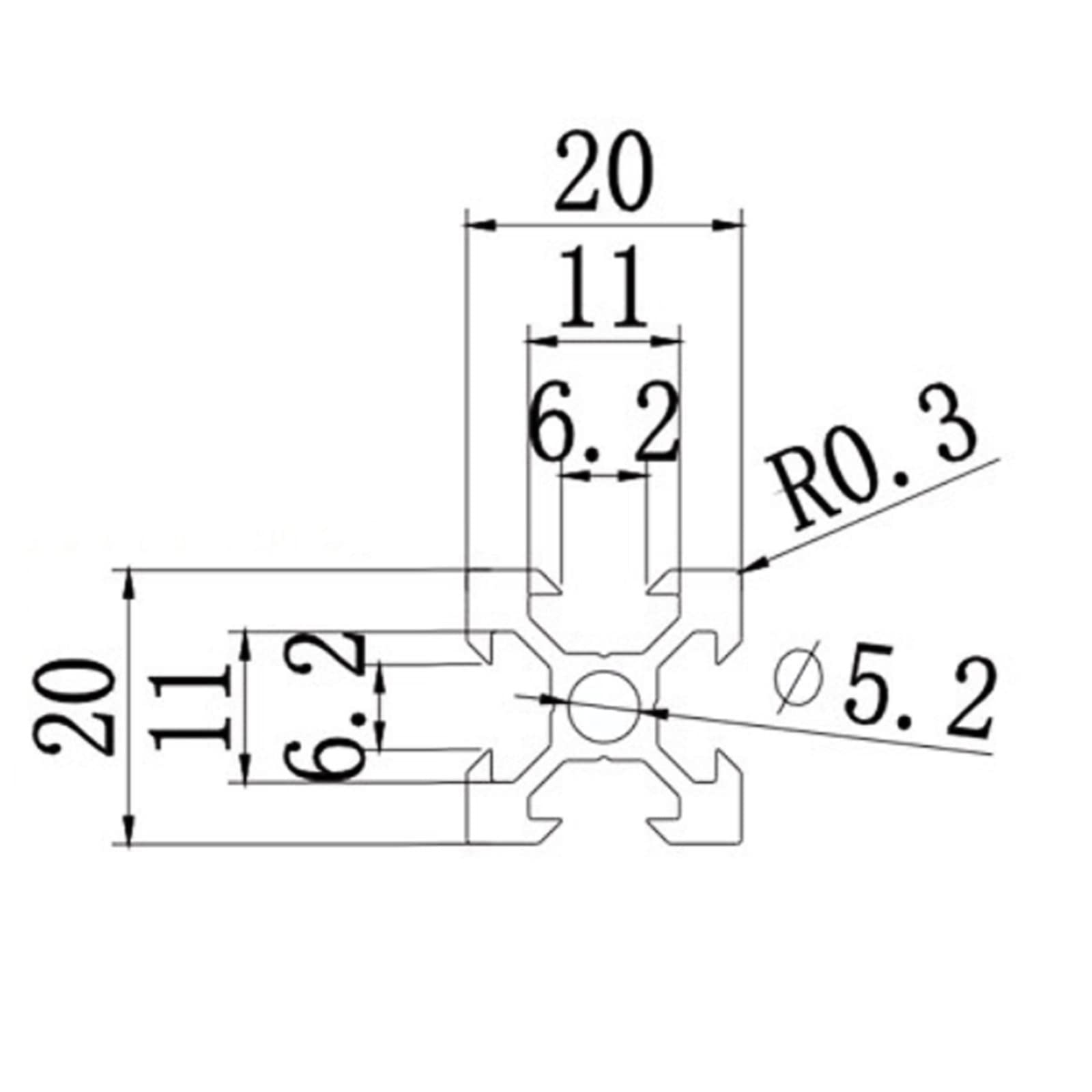 4 pièces 2020 V Type aluminium profile 500mm extrusion de profil en aluminium 2020 noir Norme européenne anodisé Rail linéaire profil 20x20 pour imprimante 3D bricolage et machines CNC