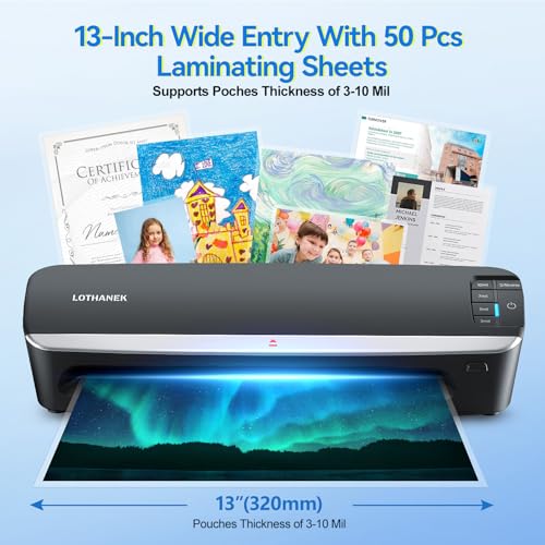 A3 4-Roller Commercial Laminating Machine, LOTHANEK 3-10 Mil 13 inch Wide Heavy Duty Thermal Laminator Machine with 50 Sheets, 60-Second Warm-up Laminator 11x17 for Home, School Of image 2