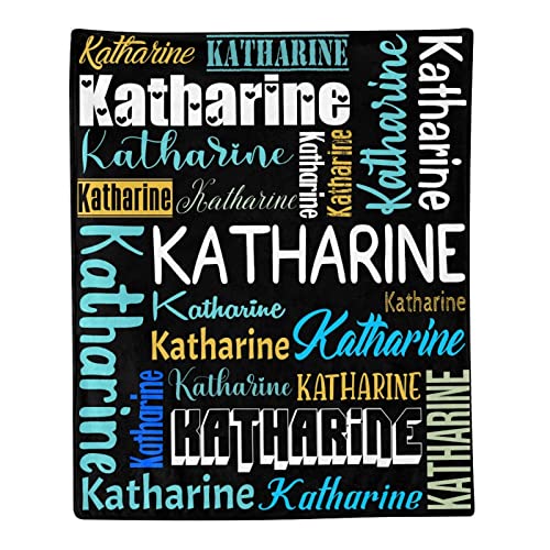 Personalized Blanket for Kids Adults Personalized Name Blanket Custom Blanket with Name Personalized Gifts for Christmas Birthday Valentines Day Mothers Fathers Day (Black&Colorful, 40"x50")
