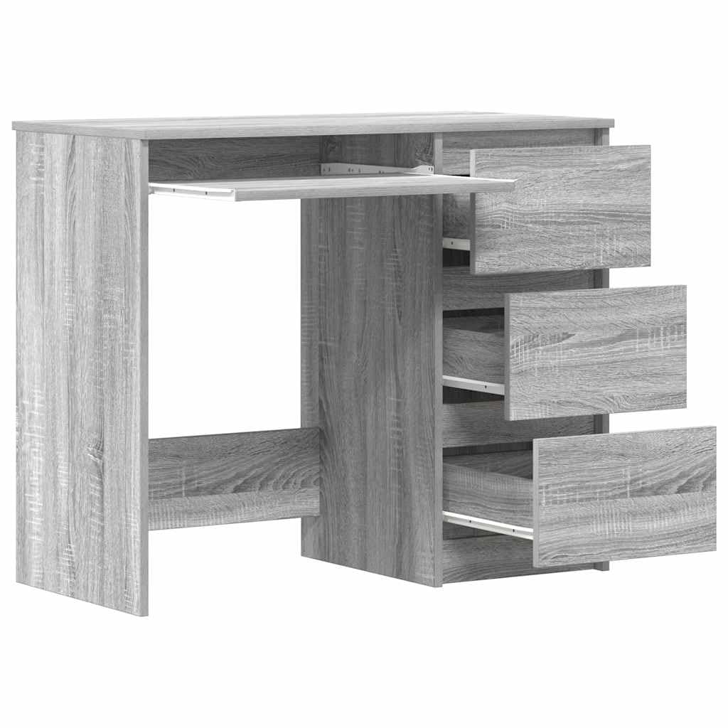 vidaXL Escritorio Mesa Ordenador Estudio Oficina Muebles Despacho Almacenamiento Estantería Hogar de Madera Contrachapada Gris Sonoma