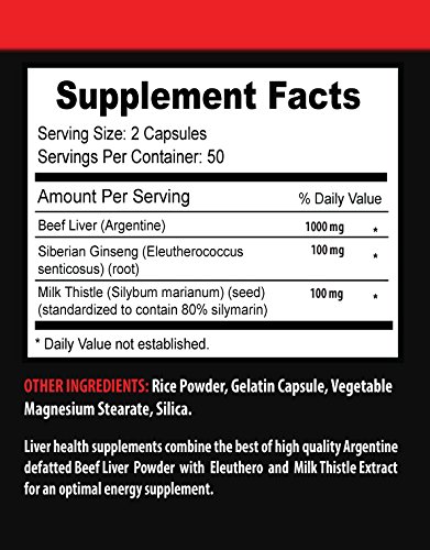 Vip Vitamins Liver Support Milk Thistle - Liver Support Complex - Beef Liver Extract - 1 Bottle 100 Capsules #TOP1