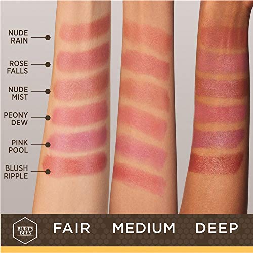 Burt's Bees 100% Natural Glossy Lipstick, Nude Rain - 1 Tube #TOP5