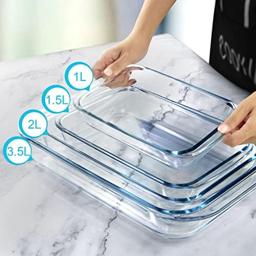 Glass Baking Dish for Oven, Glass Oven Dish Rectangular, Glass Lasagne Dish, Oven Proof Dish for Baking, Glass Roasting Dish, Rectangular Glass Dish, Oblong Casserole Dish (1pcs-m-2L)