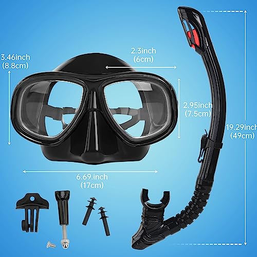 Nearsighted Snorkeling Gear for Adults Youth, Professional Shortsighted Full Dry Top Silicone Snorkel Set, Anti-Fog Diving Mask with Detachable Camera Mount for Scuba Diving, Spearfishing, Freediving - image 7