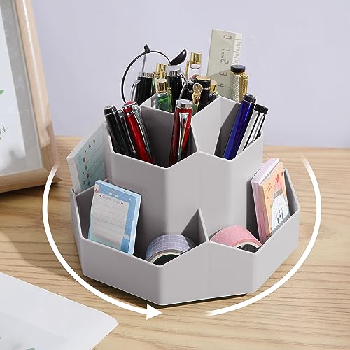 Image of INSTOME Desktop Organizer with Pencil Holders 360Rotating Pen Holder 9 Compartments