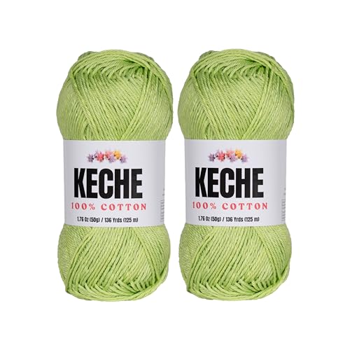 Image of Cotton Yarn - 100% Cotton Yarn for Crocheting and Knitting, Mercerized Cotton Amigurumi Yarn Fine-Sport 2 1.76 oz (50g) / 136 Yrds (125 m) 2 Skeins - Mint