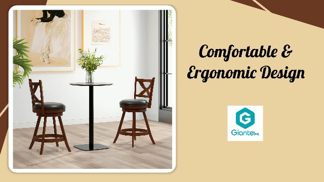 Giantex 360° Swivel Barstools Set Of 4 - 24 Inch Counter Height Stools With Backrest & Footrest