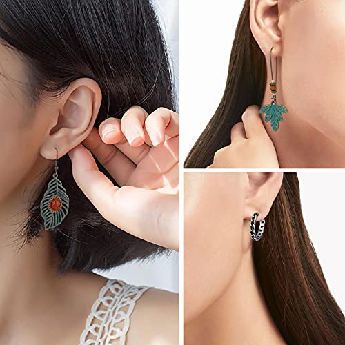 45 Pairs Boho Vintage Drop Dangle Earrings Set for Women, Fashion Bohemian Earrings National Style Tassel Eardrop Hollow Bronze Waterdrop Leaf Jewelry for Valentine's Day Gifts4