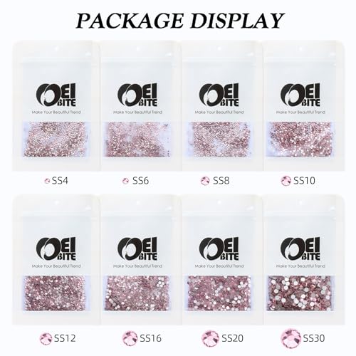 Image of Pink Flatback Rhinestones, Glass Rhinestones for Nail Art and Craft, Glue Fix, Loose Crystal Gemstones(Pink, SS8, 1440pcs, 2.3-2.5mm)