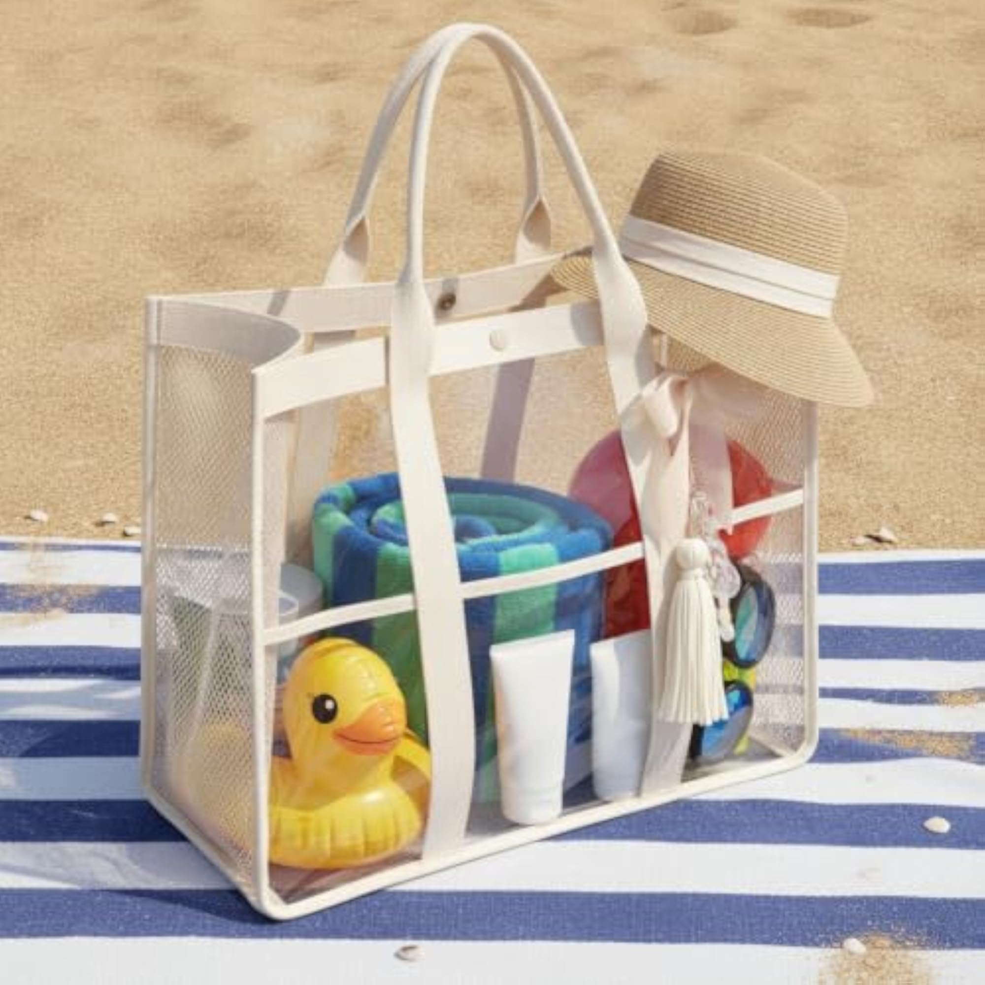 Large Capacity Transparent PVC Waterproof Beach Bag, Travel Tote